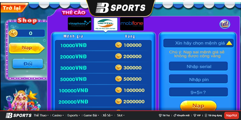 Tỷ lệ đổi thưởng bắn cá